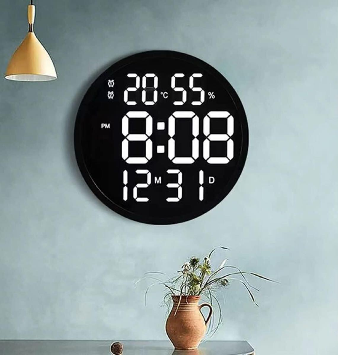 最終価格壁掛け時計 溫度計濕度計 自動感応夜光 ルミナスデジタル