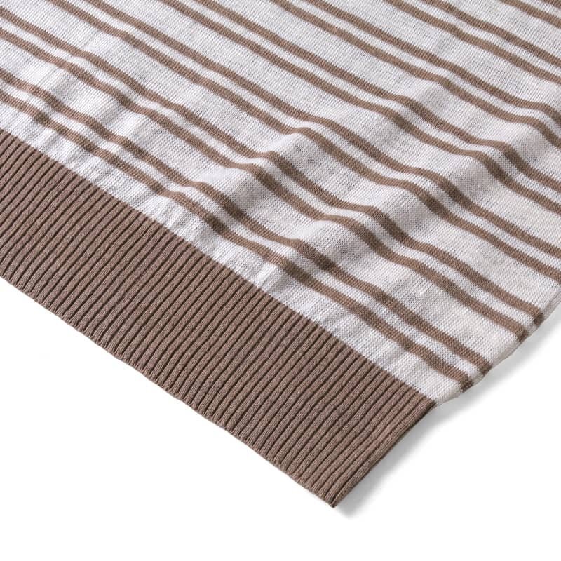 ◆【GIM(ジム)/春夏/オーガニックリネン12Gボーダー柄半袖クルーネックニット】[gim2380101-L]_画像4