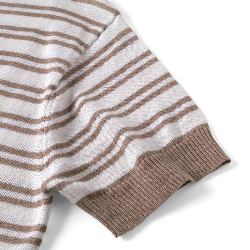 ◆【GIM(ジム)/春夏/オーガニックリネン12Gボーダー柄半袖クルーネックニット】[gim2380101-L]_画像7