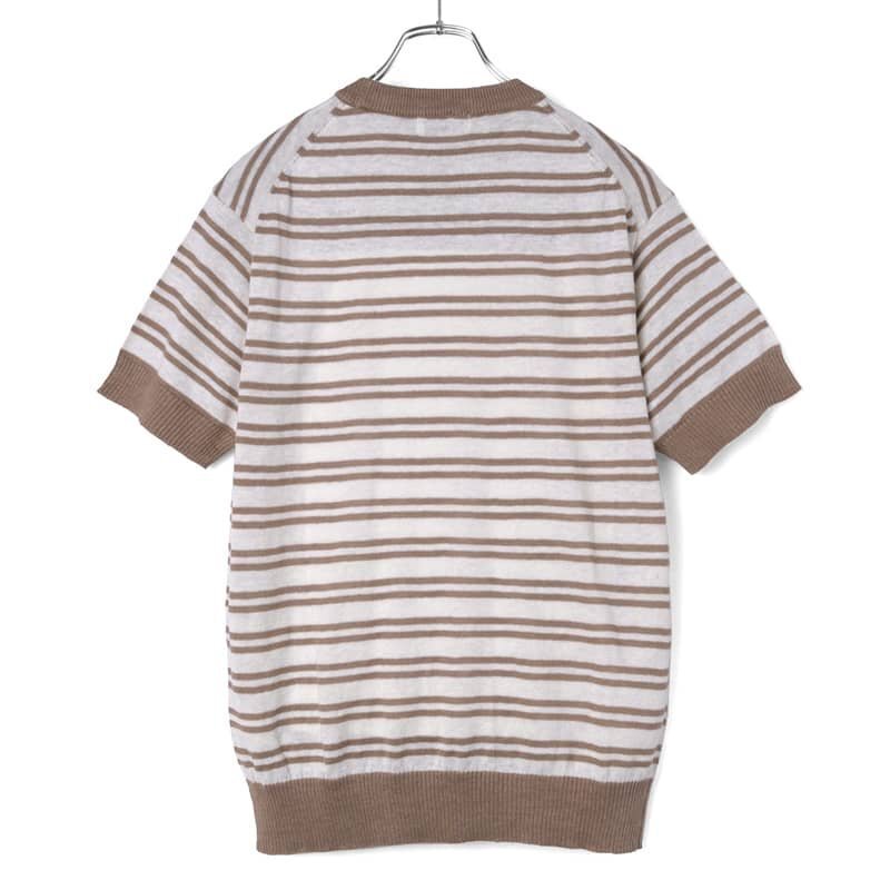 ◆【GIM(ジム)/春夏/オーガニックリネン12Gボーダー柄半袖クルーネックニット】[gim2380101-L]_画像2