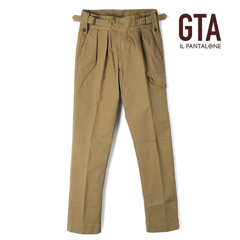 ◆【GTA(ジーティーアー)/秋冬/制品染めコットンストレッチギャバジン2プリーツグルカカーゴパンツ(GHURKA CARGO/28405)】[gta2370221-44]