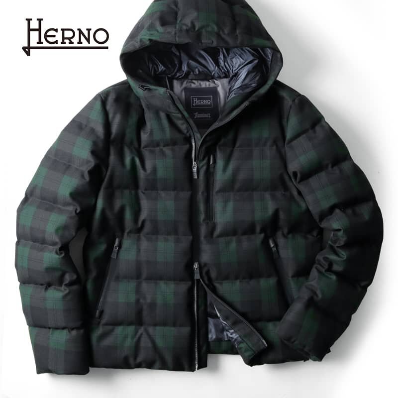 HERNO(ヘルノ) / 防水防風透濕ウールギャバジン調(diào)ブラックウォッチ柄ボンバーダウンジャケット(PI198UL/Laminar) [hrn2360151-52]
