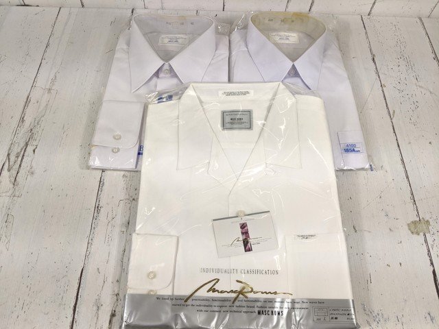 【12yt047】中学校 高校 男子用学生服 制服 長袖カッターシャツ×2点 BASE CAMP 4100◆MASCROWS C350TC◆サイズ185A・L◆未使用◆W70