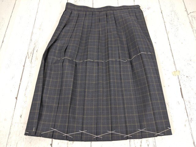 【as1006】愛知県 知立南中学校 女子用学生服 制服 夏服スカート(紺 チェック柄) W63 L60 未使用◆Y56