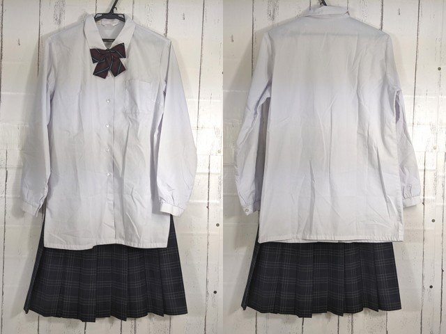 【as298】中学校?? 高校?? 衣装 コスプレ 女子用 学生服 制服 長袖カッターシャツ+冬服スカート+スカーフ