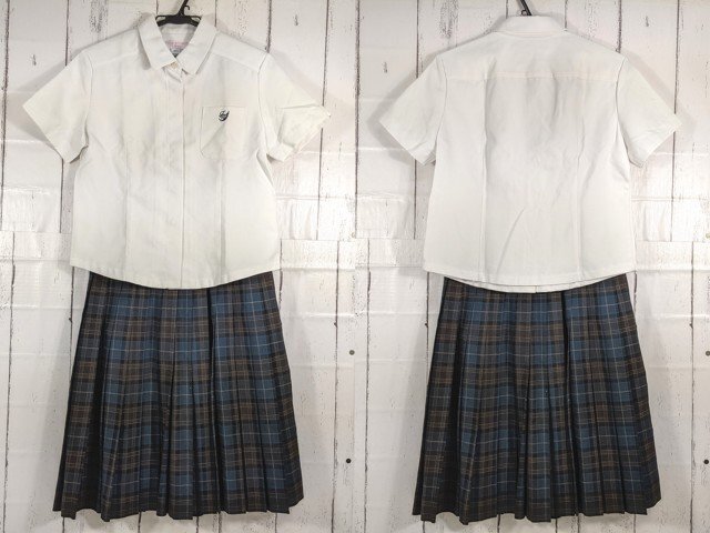 【as241】石川県津幡高校 女子用学生服 制服 夏服ブラウス+夏服スカート◆f32