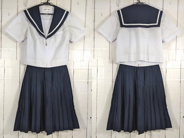 【as701】愛知県 神沢中学校 女子用学生服 制服 夏服セーラー服+夏服スカート◆X81