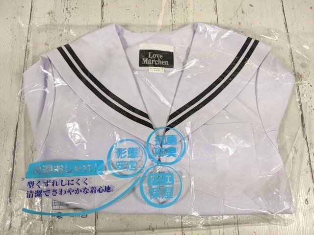 【as800】中学校 高校 女子用学生服 制服 love marchen ラブメルヘン M800-5 中間服 セーラー服 白×黒2本ライン 150 未使用◆W70