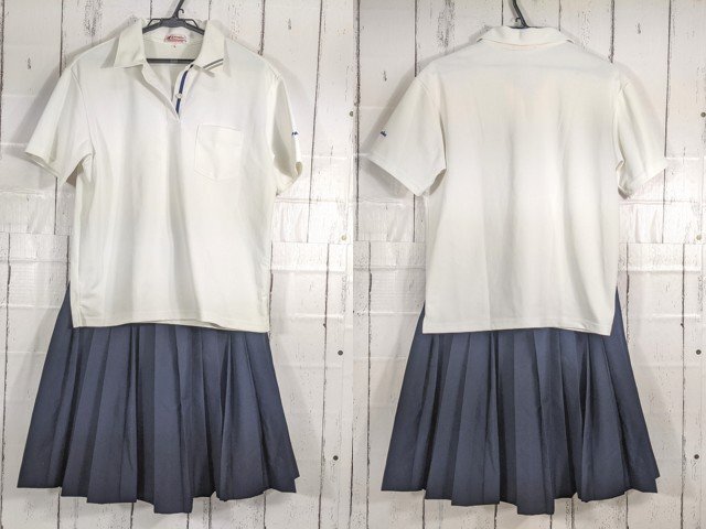 【as362】愛知県 天白高校 女子用 学生服 制服 半袖ポロシャツ+夏服スカート◆W86