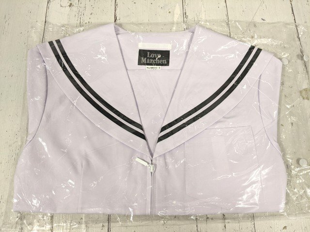 【as947】中学校 高校 女子用学生服 制服 Love Marchen 夏服 半袖セーラー服 M800-3 白×黒2本ライン サイズ：160 未使用◆W70