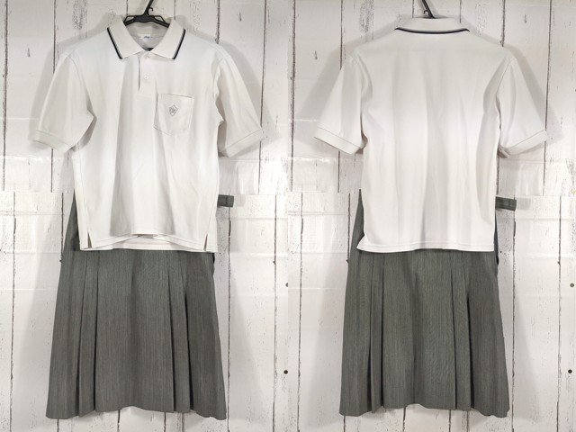 【as1116】愛知県 中京大学附属中京高校 女子用学生服 制服 半袖ポロシャツ+夏服スカート◆Y68