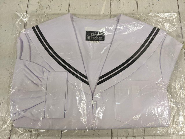 【as806】中学校 高校 女子用学生服 制服 love marchen ラブメルヘン M800-5 中間服 セーラー服 白×黒2本ライン 165 未使用◆W70