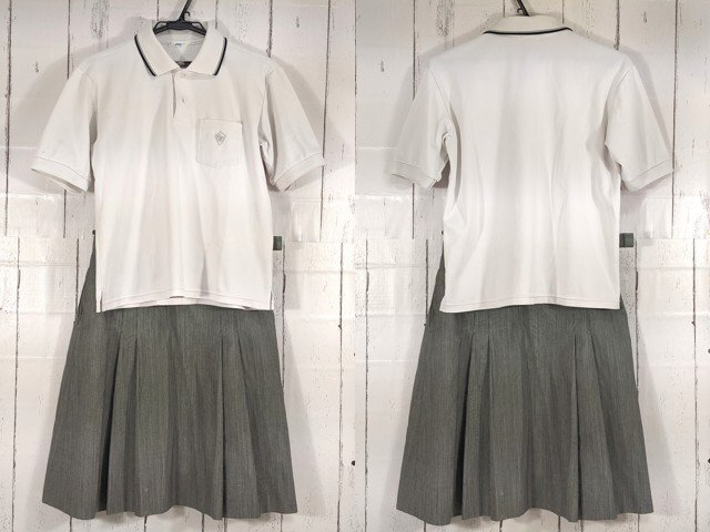 【as1117】愛知県 中京大学附属中京高校 女子用学生服 制服 半袖ポロシャツ+夏服スカート◆Y68