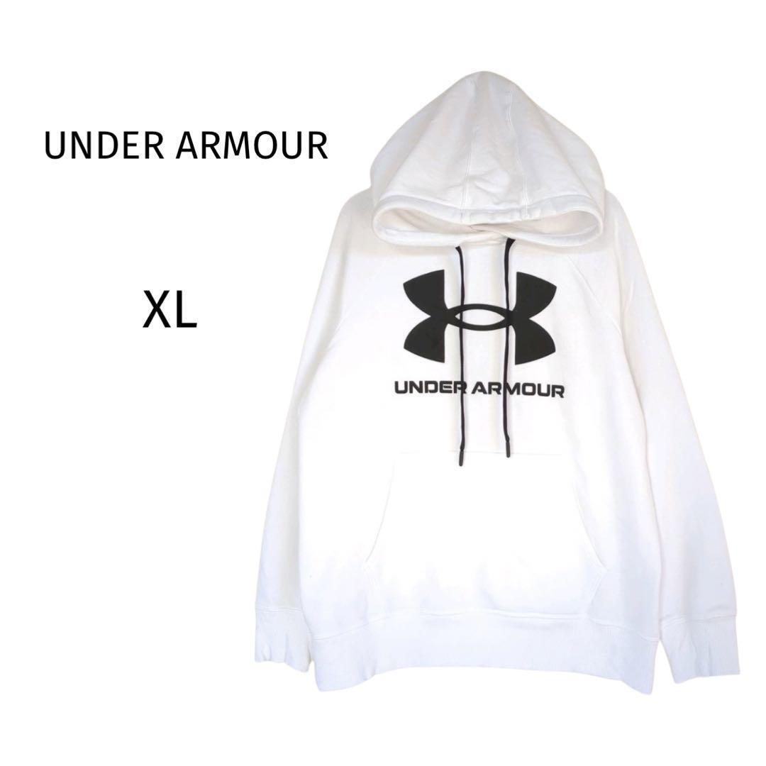 アンダーアーマー UNDER ARMOUR パーカー【XL】ホワイト ロゴ