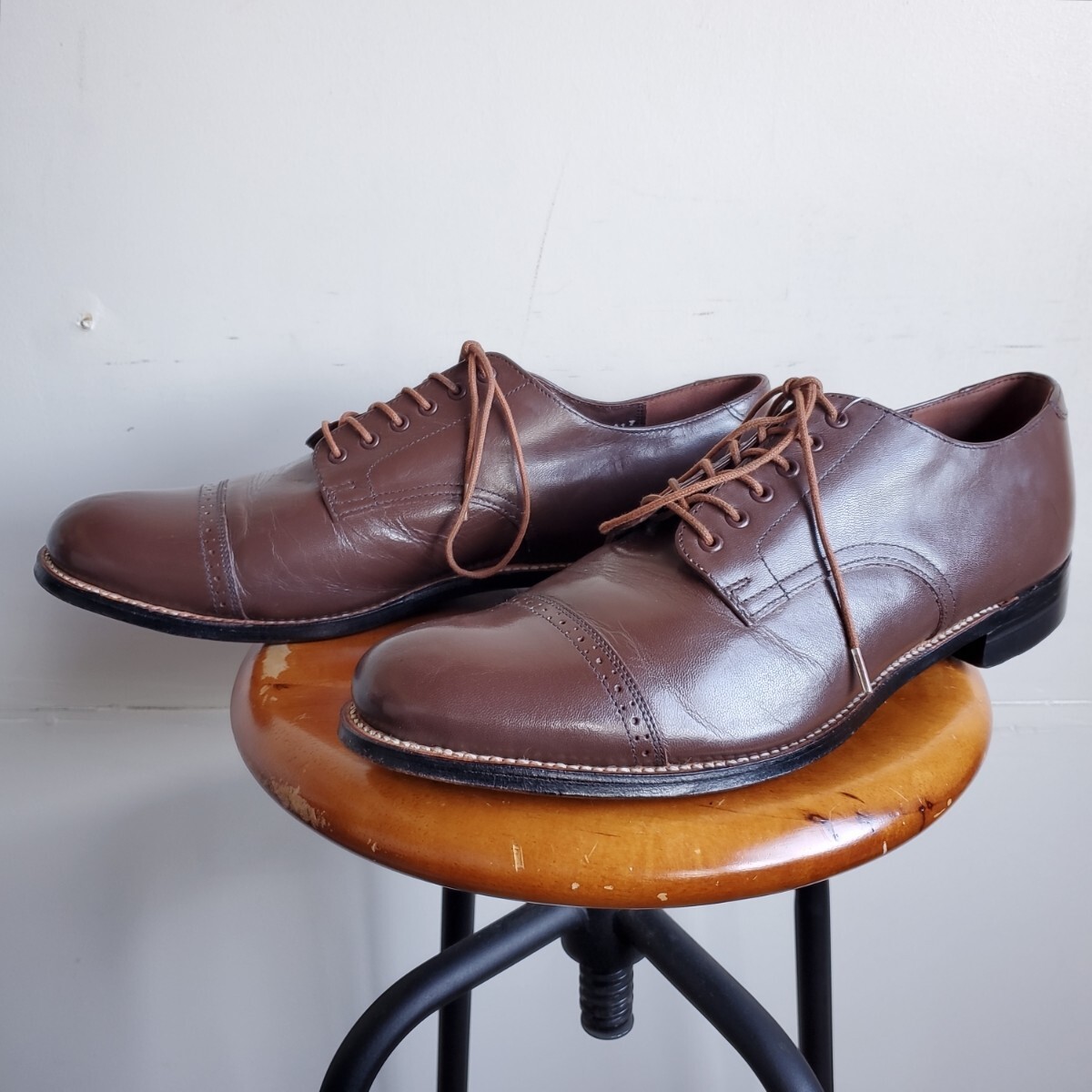 1043*[10 1/2E]90s STACY ADAMS колпак tu обувь 28.5. ранг Brown чай кожа обувь кожа обувь vintage б/у USED б/у одежда 