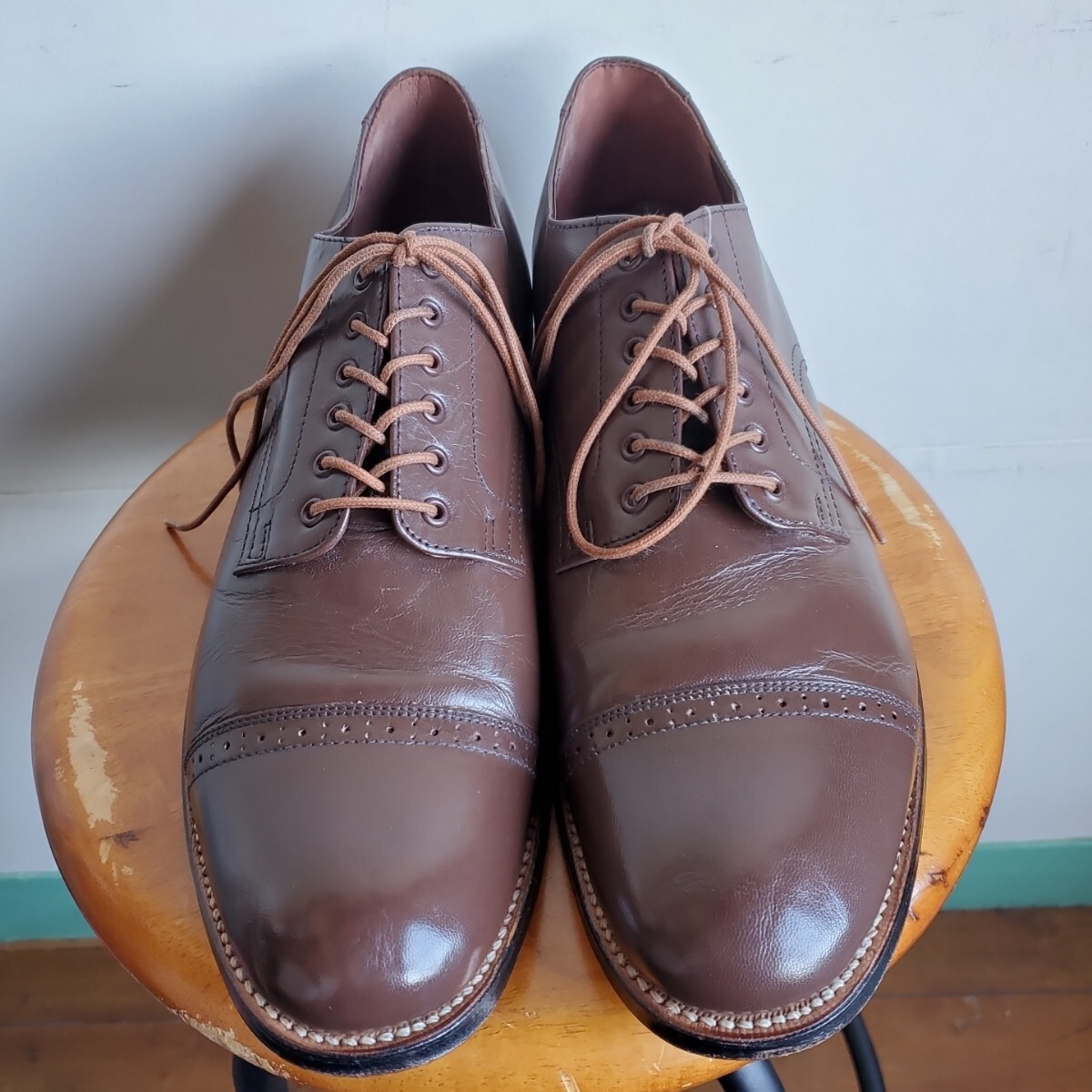 1043*[10 1/2E]90s STACY ADAMS колпак tu обувь 28.5. ранг Brown чай кожа обувь кожа обувь vintage б/у USED б/у одежда 