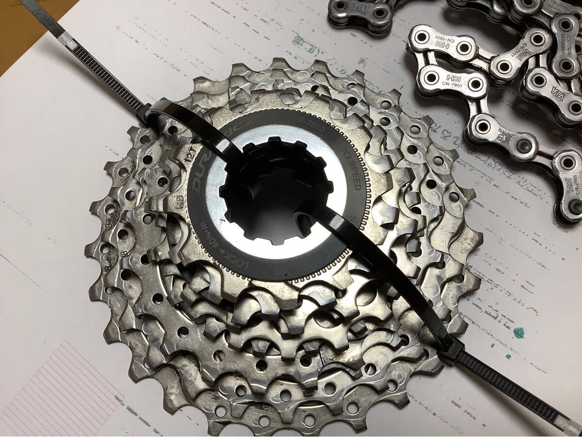 良品 DURA ACE CS-7900 10s 12-27T チェーン付 CN-7901 カセット 良品 DURA ACE CS-7900 10s 12-27T チェーン付 CN-7901 カセット