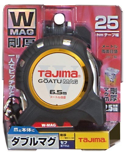 !_tajima Gou толщина sefG блокировка двойной кружка 25 6.5m 25mm ширина метров шкала GASFGLWM2565 метров шкала JIS1 класс двусторонний шкала желтый лента 