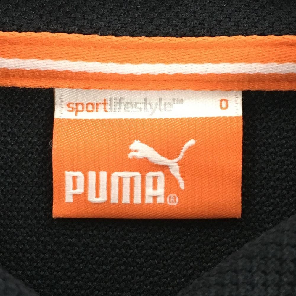 【超美品】プーマ 半袖ポロシャツ 黒×白 一部ボーダー 袖ロゴ刺しゅう レディース O ゴルフウェア PUMA_画像4