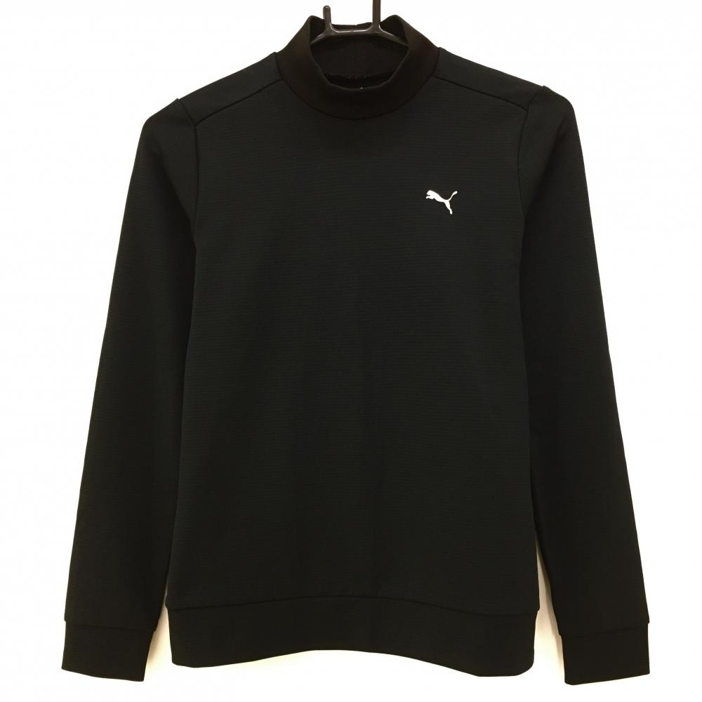 【美品】プーマ 長(zhǎng)袖ハイネックシャツ 黒 ボーダー織生地 レディース S ゴルフウェア PUMA