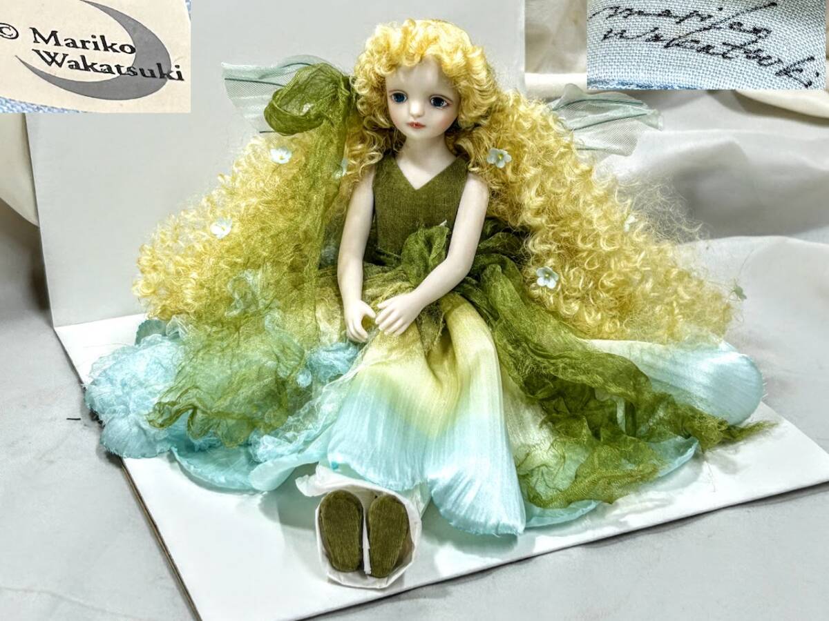創作人形作家 若月まり子 ELFIN FLOWERY/エルフィンフローリー 妖精/天使/人形/ビスクドール 座高 22cm 箱付 used ほぼ未使用 コレクション