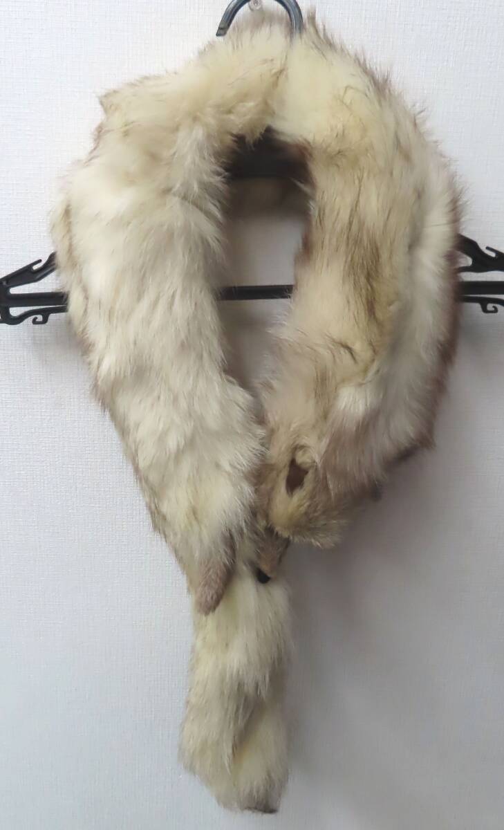 #82492 リアル フォックス ファー 毛皮 襟巻き ショール マフラー ティペット 顔つき