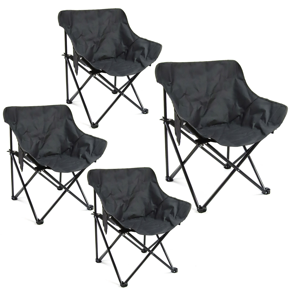 お歳暮 人気 アウトドア キャンプ用 折りたたみチェアBBQ 収納袋付き 45×45×66cm 耐重240kg 軽量 2.5kg 黒色 4個セット その他