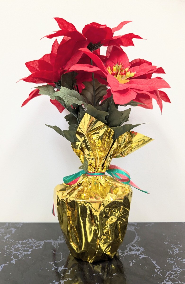 ポインセチア 造花 鉢タイプ クリスマス X'mas Winter Season 赤 鮮やかな インテリア 置物 縦約29cmx橫約20cm 安い