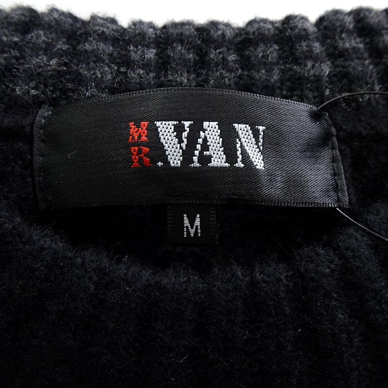  Mr. Van 2024 autumn winter wool . cable knitted M black [va444115_99] MR.VAN middle gauge ound-necked crew neck laundry possible sweater 