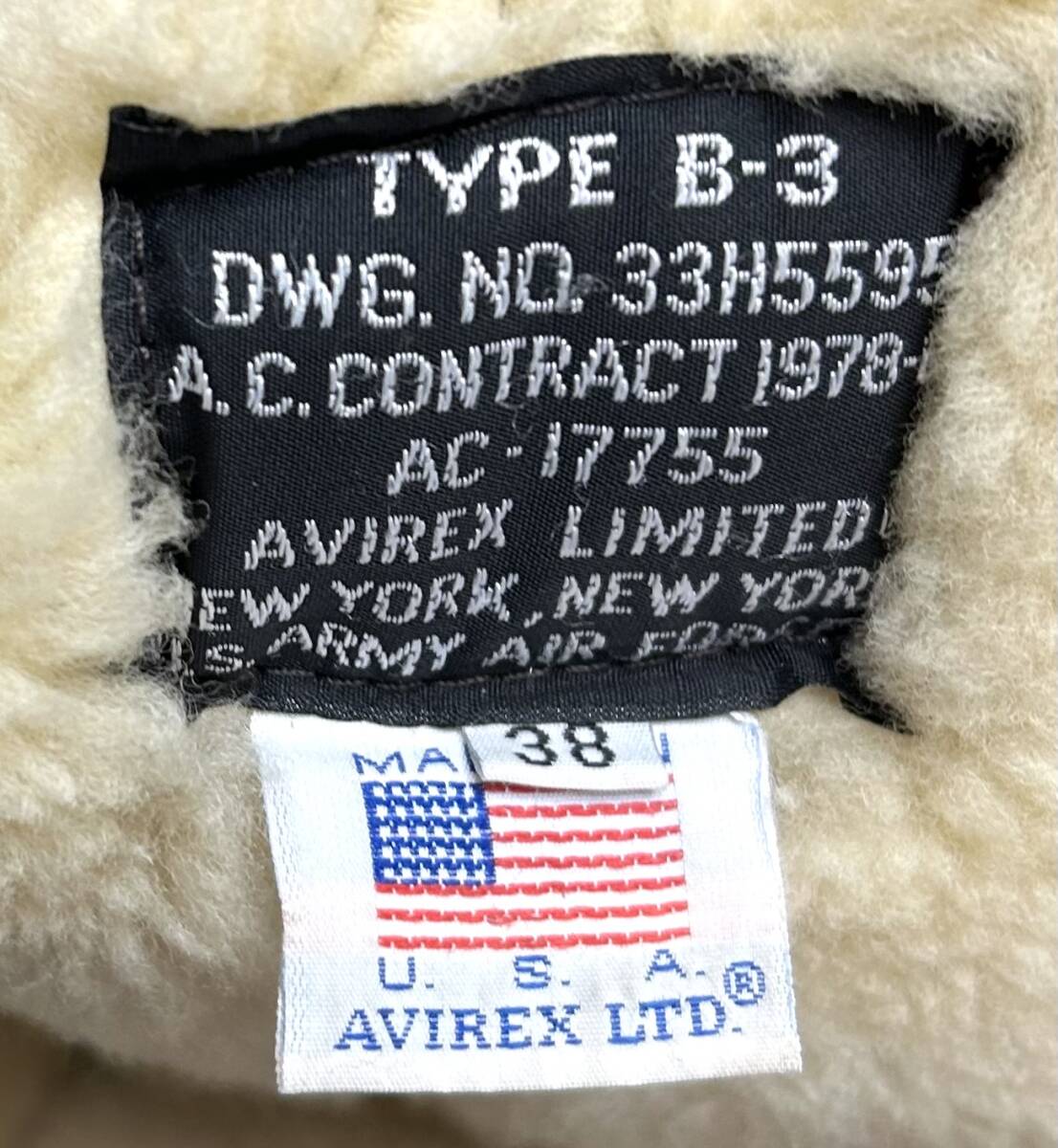 良品◇AVIREX B-3 米国製【38】TOPGUN アヴィレックス gpz 