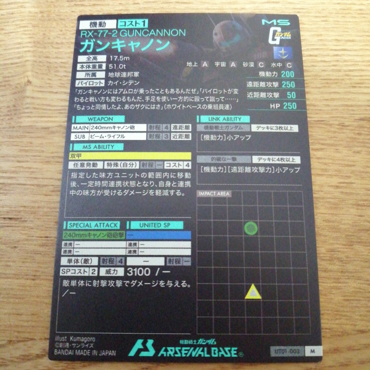 機(jī)動戦士ガンダムアーセナルベース　UT01-003　ガンキャノン　M