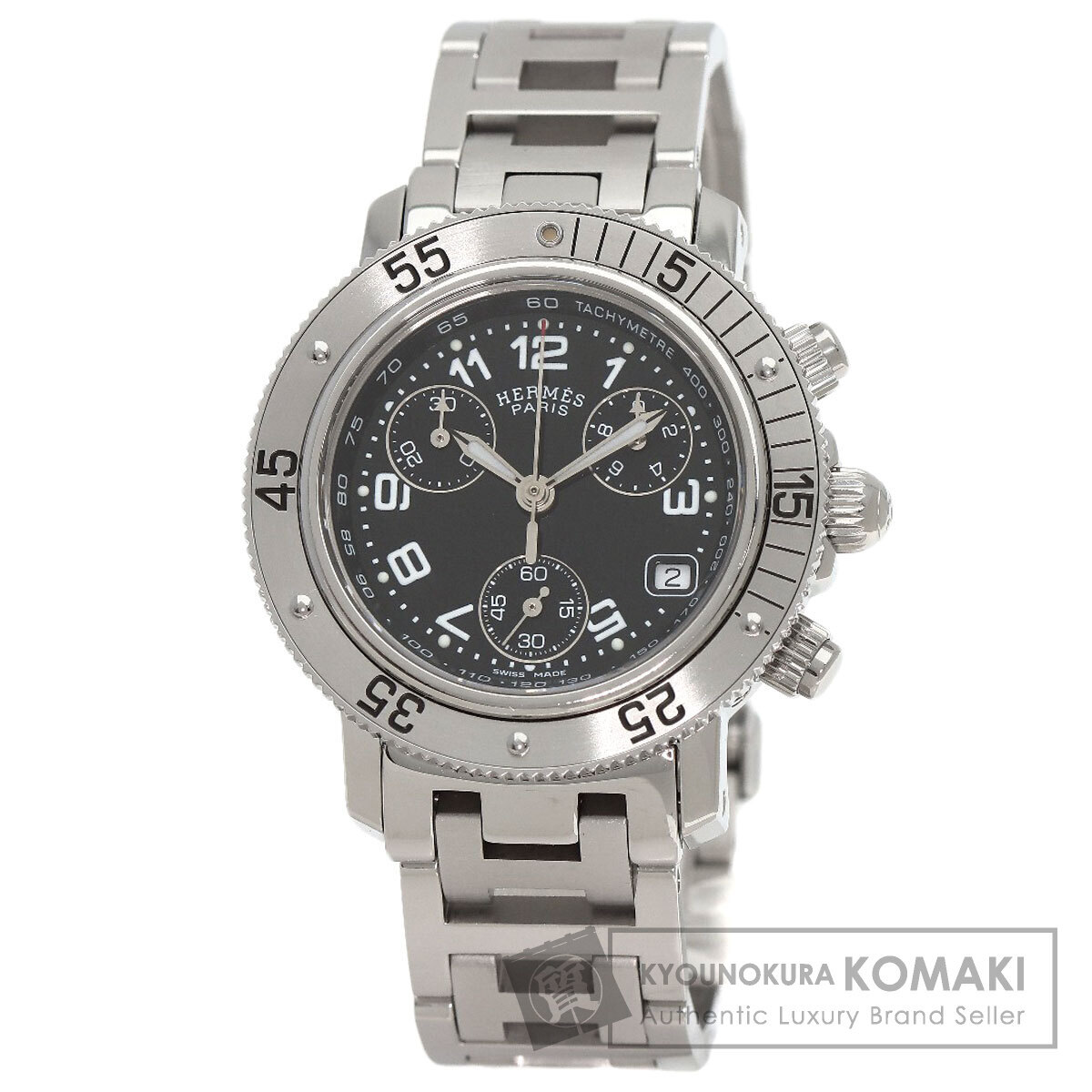 HERMES エルメス CL2.310 クリッパー ダイバー クロノグラフ 腕時計 ステンレススチール SS レディース 中古