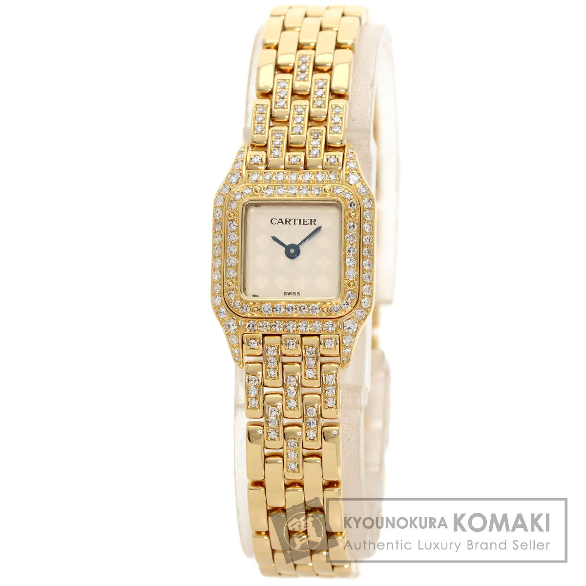 CARTIER Cartier WF3164FR Mini хлеб tail 2 -слойный оправа бриллиант наручные часы K18 желтое золото K18YG бриллиант женский б/у 