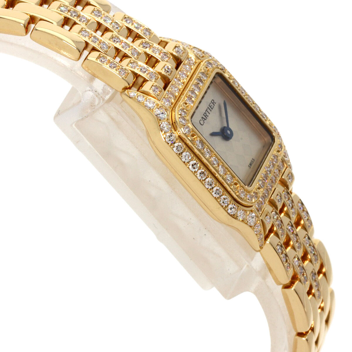 CARTIER Cartier WF3164FR Mini хлеб tail 2 -слойный оправа бриллиант наручные часы K18 желтое золото K18YG бриллиант женский б/у 