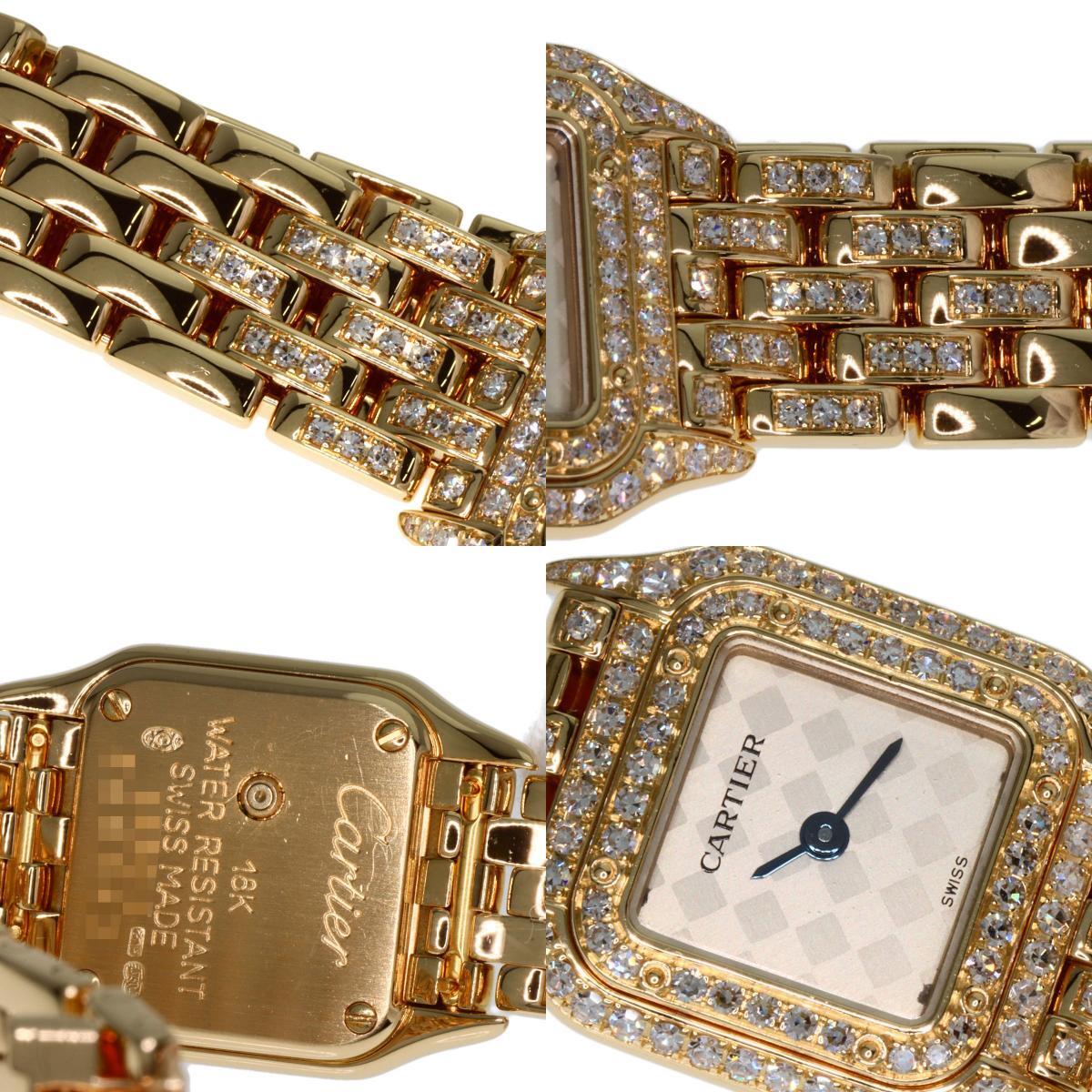 CARTIER Cartier WF3164FR Mini хлеб tail 2 -слойный оправа бриллиант наручные часы K18 желтое золото K18YG бриллиант женский б/у 
