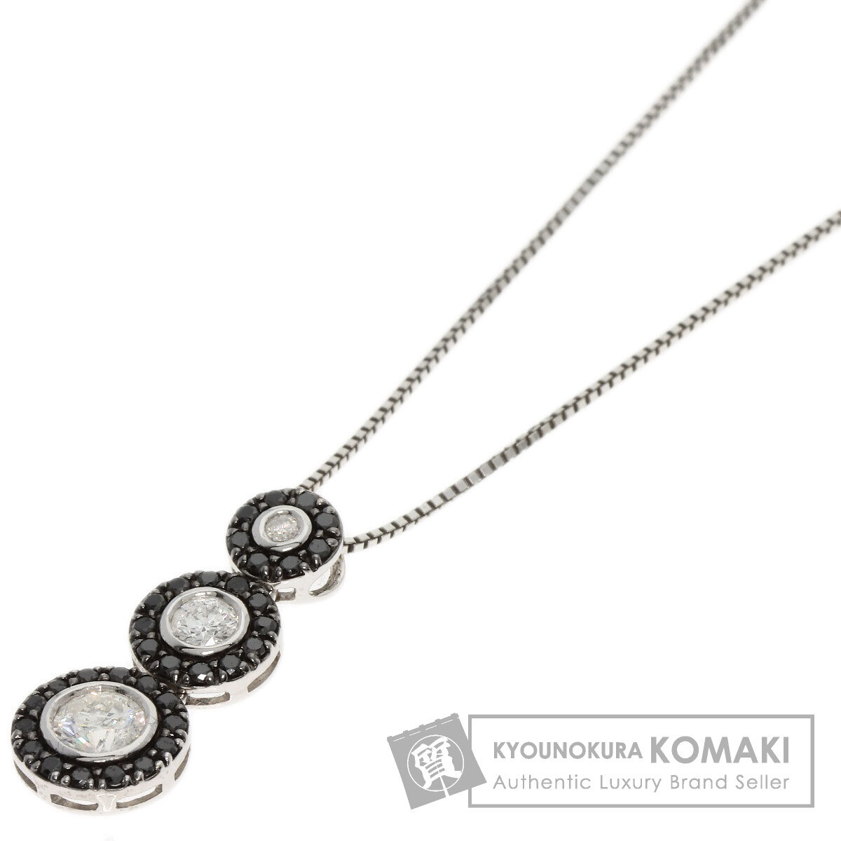 ジュエリー ダイヤモンド ブラックダイヤモンド ネックレス K18ホワイトゴールド 中古