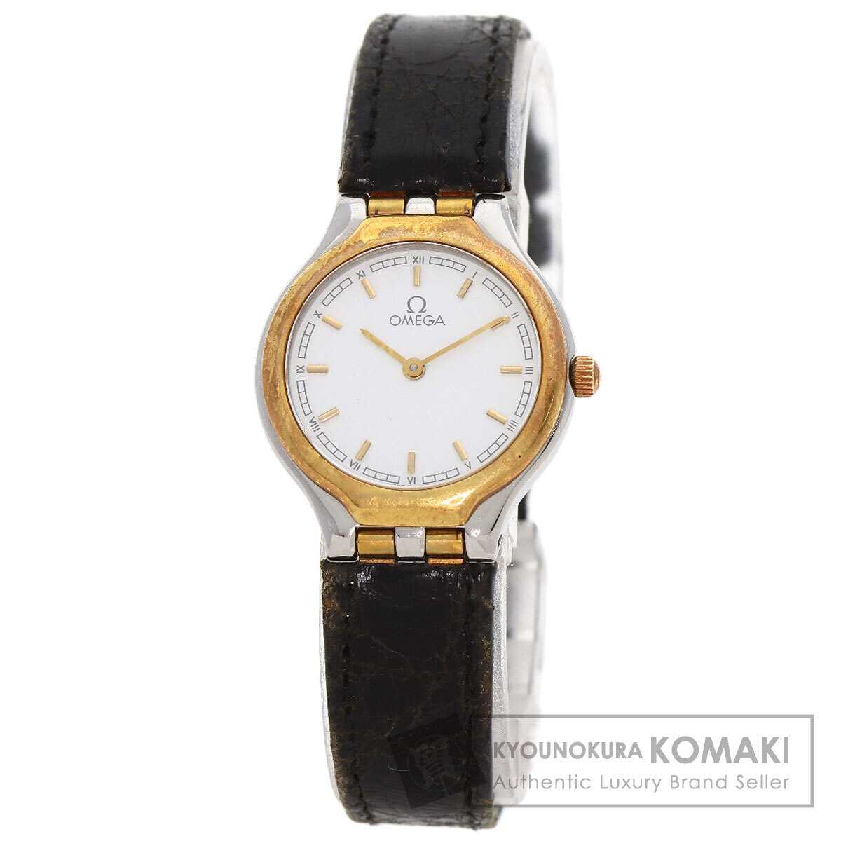 OMEGA オメガ デビル 腕時計 ステンレススチール 革 GP レディース 中古