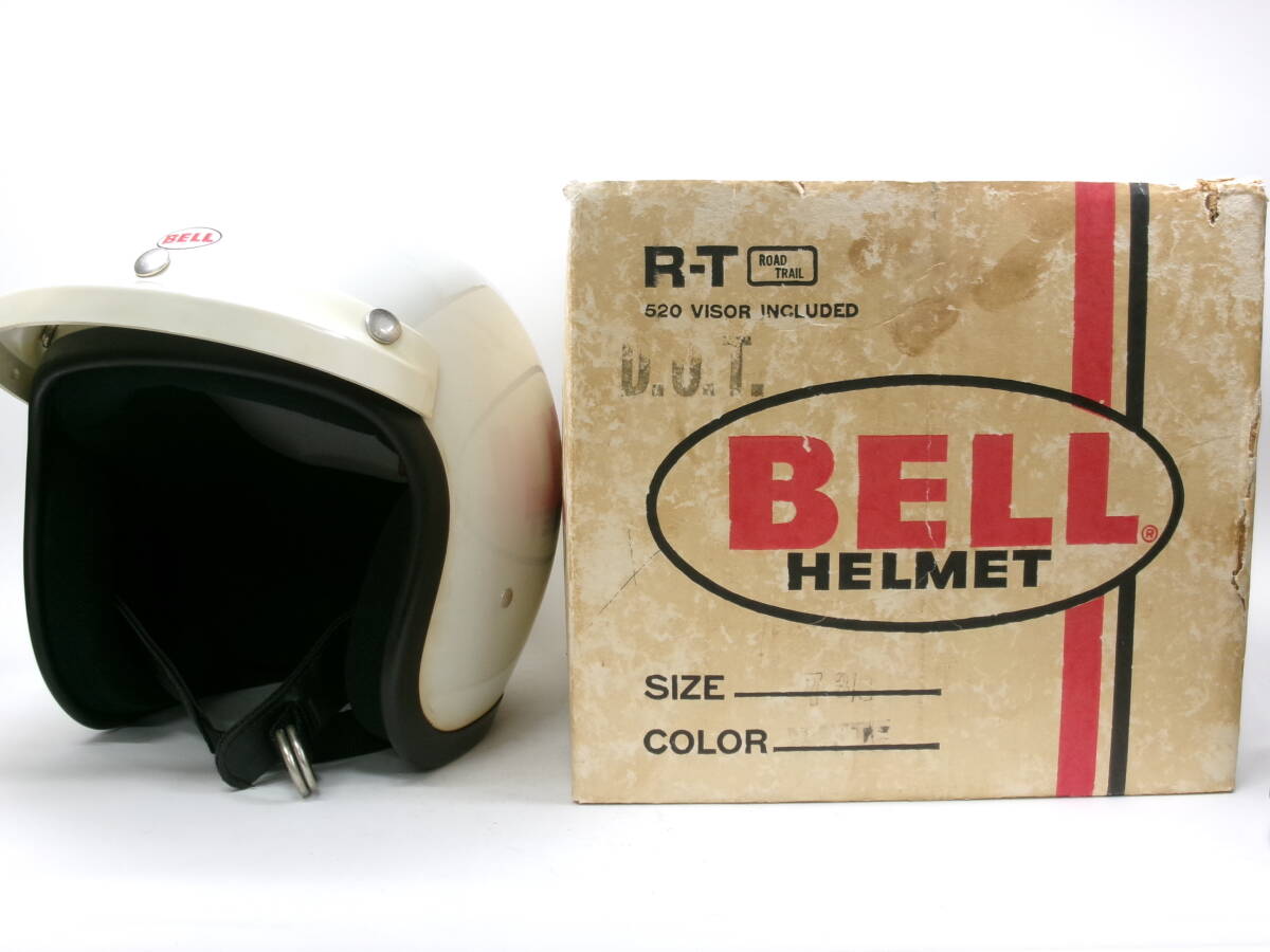 デッドストック！70s BELL R-T ジェットヘルメット 7 3/8 目深加工済み L オリジナル箱付 ★1974年 NOS ベル RT 500TX マグナム STAR 