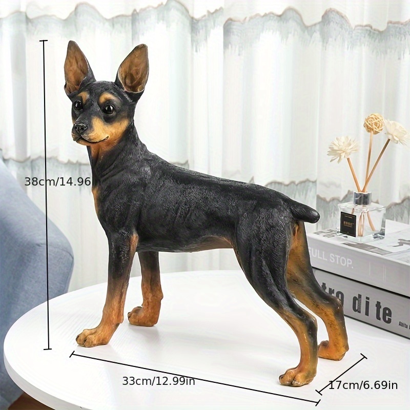 犬 フィギュア ドーベルマン 黒 38cm 大きい リアル 置物 かわいい 樹脂像 いぬ ミニチュア インテリア エクステリア 庭 レジン イヌ t3759