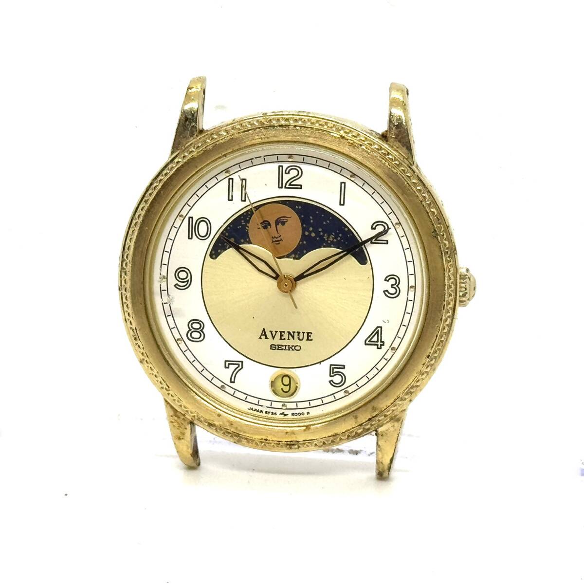 稼働品 SEIKO AVENUE アベニュー ムーンフェイズ 6F34-6000 Yahoo!オークション - SEIKO セイコー 6F34-6000 AVENUE