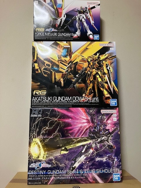 送料無料 RG 1/144 アカツキガンダム HG デスティニーガンダムSpecII&ゼウスシルエット フォースインパルスガンダムSpecII MG