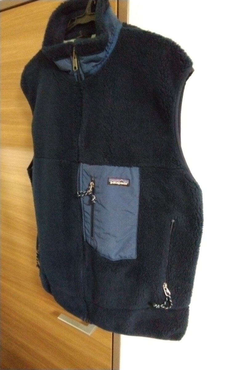 Patagonia パタゴニア フリースベスト/USA製/28年前位レトロベスト/紺色/コンディション良/XLサイズ/ クラシック/ラスト１着