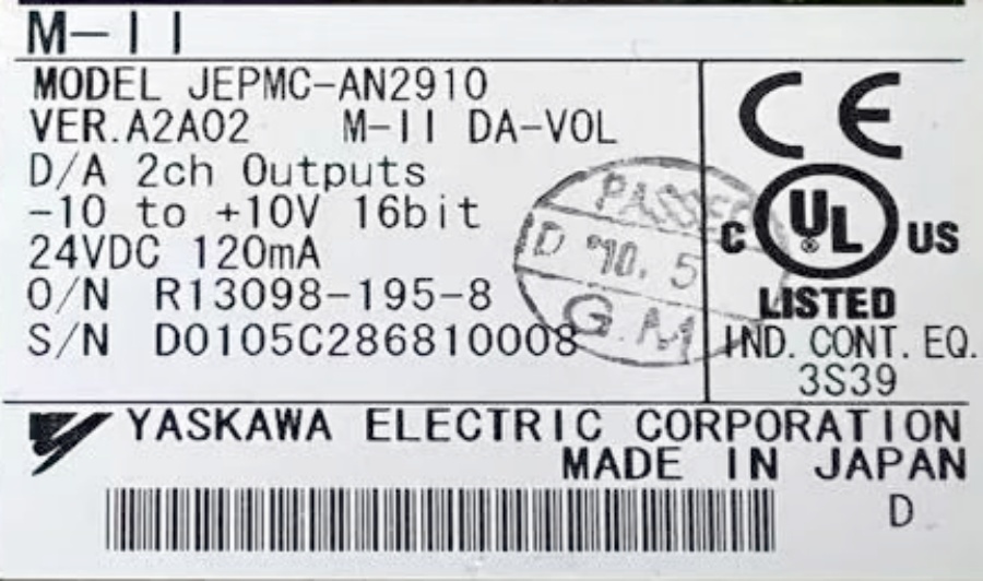 新品★東京発★適格請求★税込 YASKAWA/安川電機 JEPMC-AN2910 コントローラー★６ヶ月保証