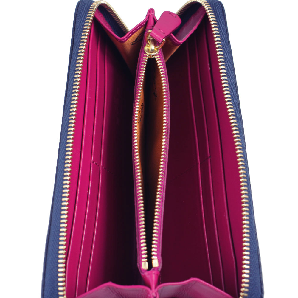 エトロ 財(cái)布 レディース ETRO ラウンドファスナー長財(cái)布 型押しレザー ネイビー系 1G217 3996 7000