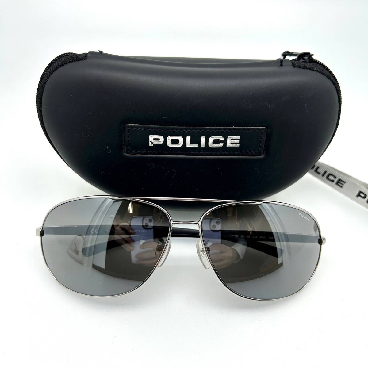 美品 ポリス POLICE サングラス パイロット アビエーター S8182G 579S ダークグレー