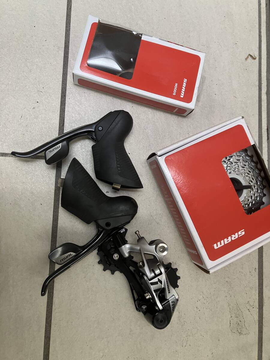新品中古混在 SRAM RIVAL 1*11 中古レバー 新品スプロケ 新品フード 新品リアディレーラーセット グラベル ロードバイク