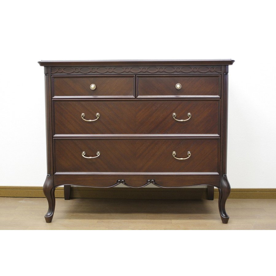 【開梱設置】フルールDM チェスト85 タンスカウンター 猫脚 東海家具 クラシック アンティーク 英国 おしゃれ ブラウン_画像2