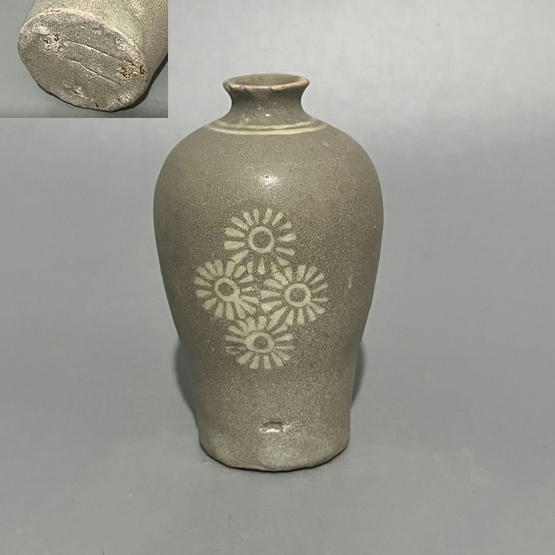 ■観心・時代旧蔵■C355珍品旧蔵 朝鮮 高麗磁 朝鮮古陶磁器 古高麗 李朝時代 高麗粉青小梅瓶 高麗