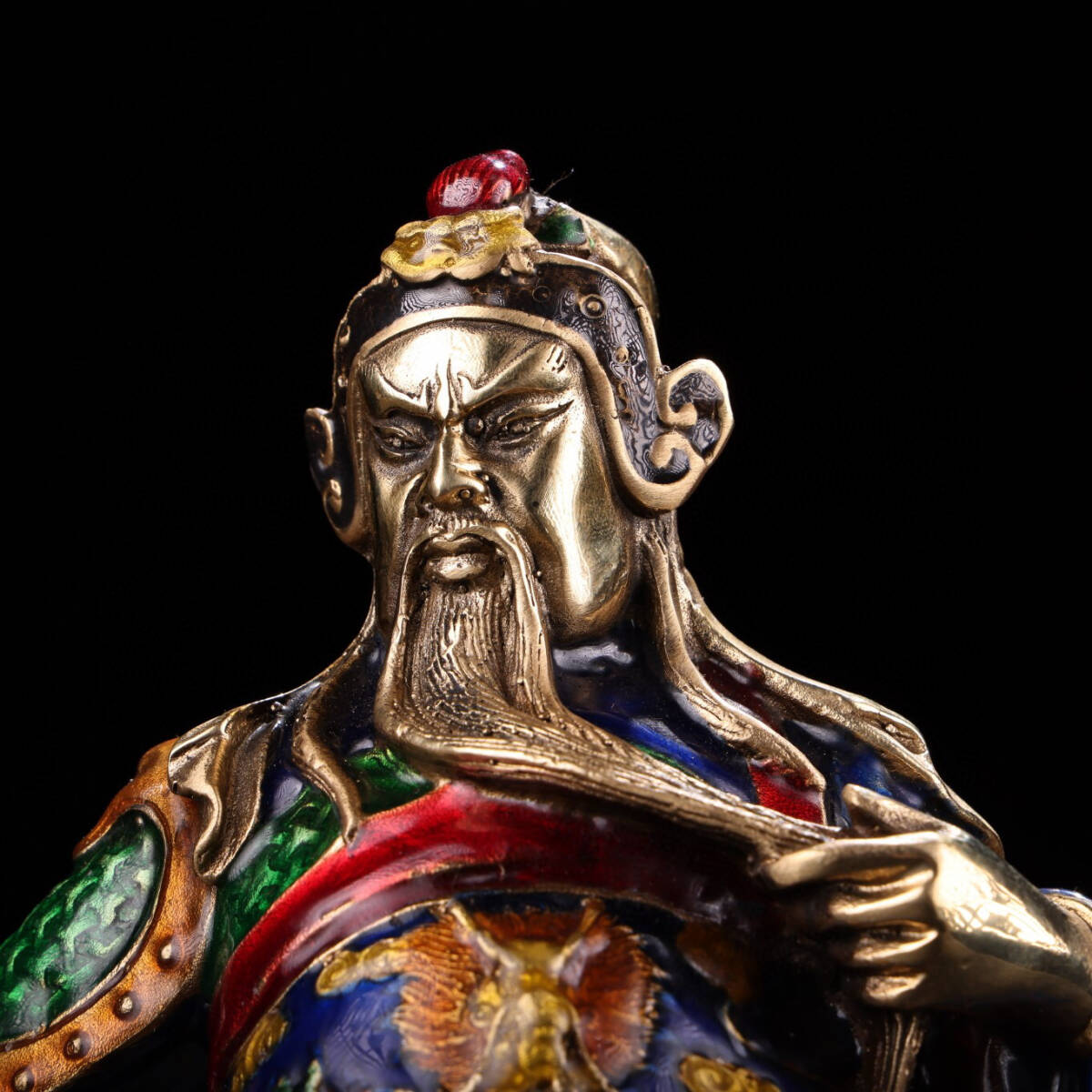 銅製中国人物像 古寶奇蔵】銅製・塗金・藥師像・置物・賞物・中国時代美術