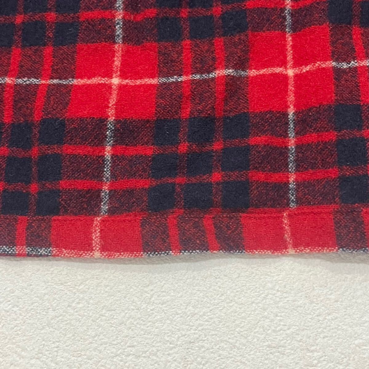 k550 美品 70s アメリカ 制 ビンテージ PENDLETON オープンカラー チェック ネル シャツ ボックス L レッド 赤 usa vintage ペンドルトン